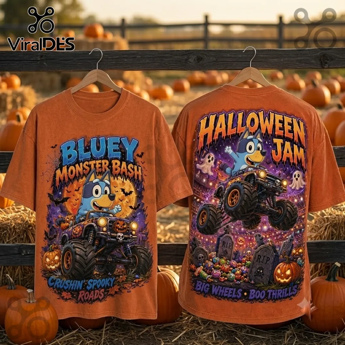 Bluey Halloween Monster Bash Orange T-Shirt Bluey Halloween Monster Bash Orange T-Shirt
