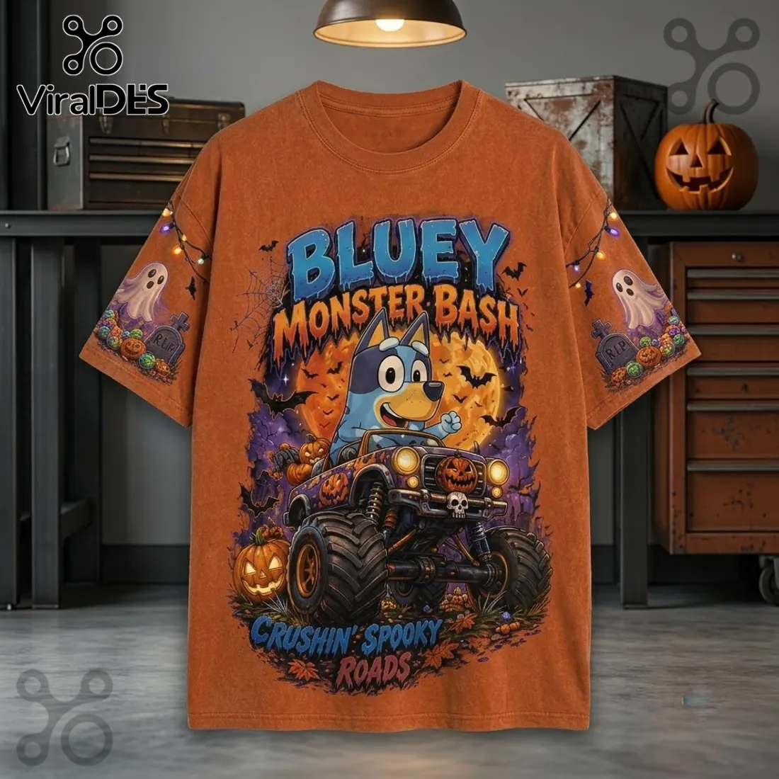 Bluey Halloween Monster Bash Orange T-Shirt Bluey Halloween Monster Bash Orange T-Shirt
