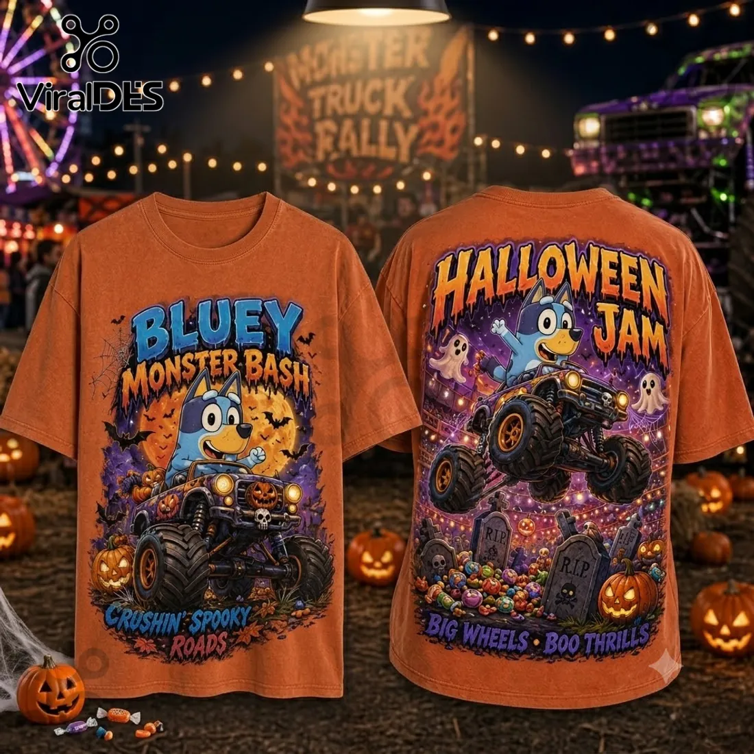 Bluey Halloween Monster Bash Orange T-Shirt Bluey Halloween Monster Bash Orange T-Shirt