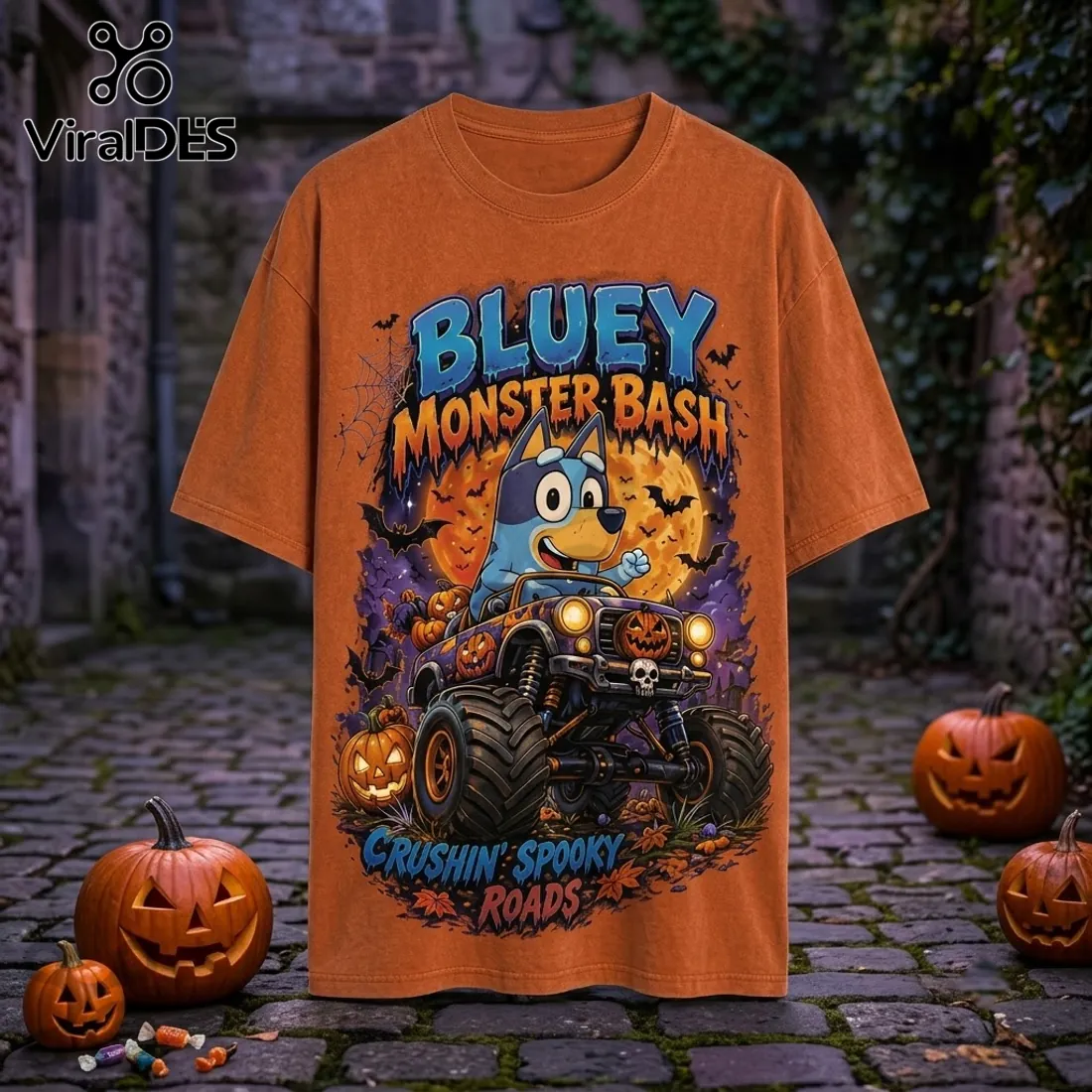 Bluey Halloween Monster Bash Orange T-Shirt Bluey Halloween Monster Bash Orange T-Shirt