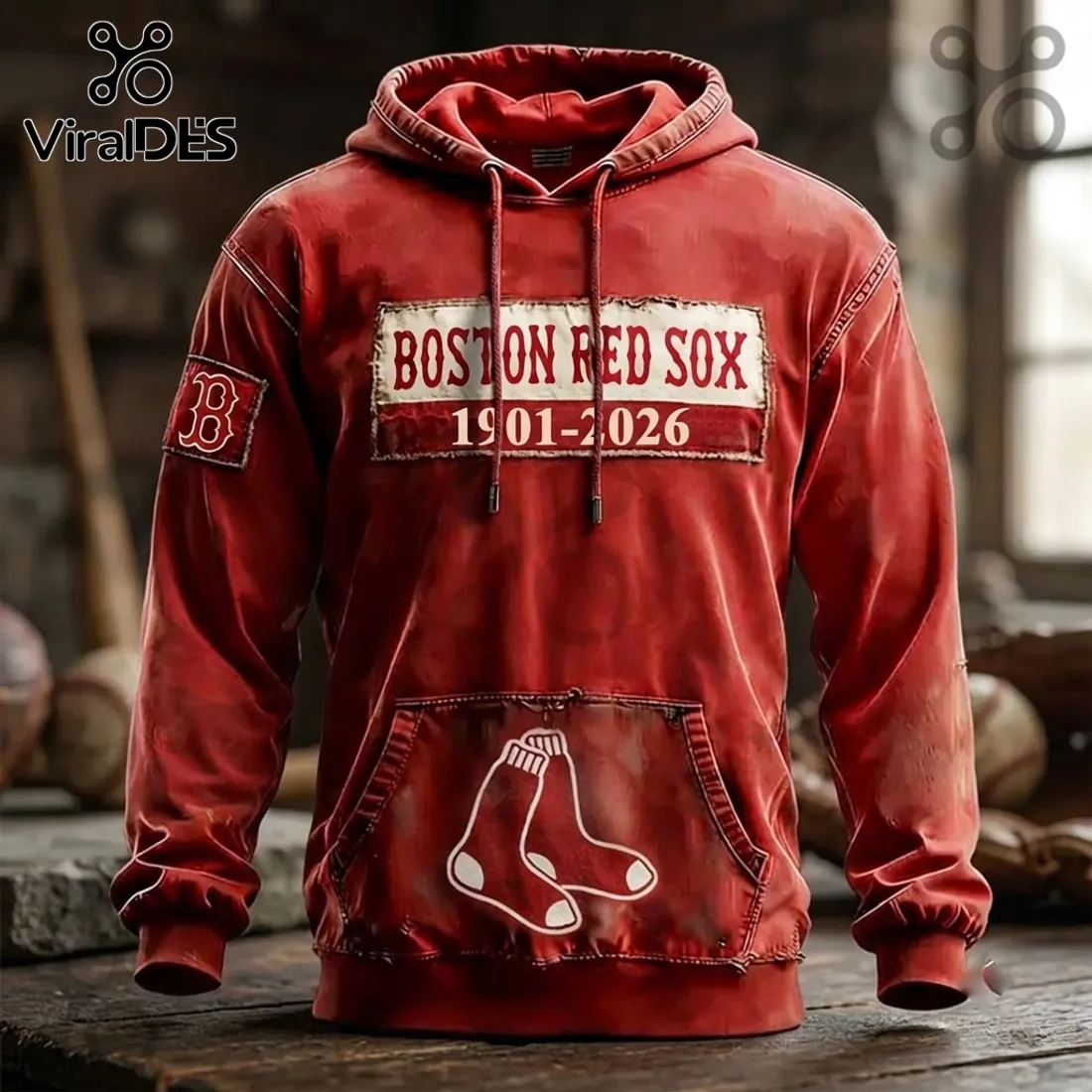 Boston Red Sox 125 Anniversary Red Hoodie Boston Red Sox 125 Anniversary Red Hoodie