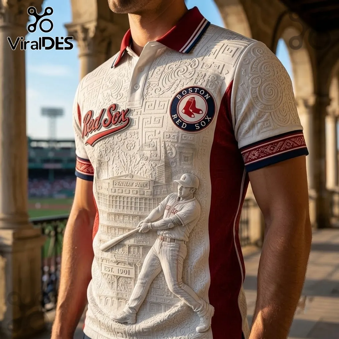 Boston Red Sox Embossed Fenway Park Polo Shirt Boston Red Sox Embossed Fenway Park Polo Shirt