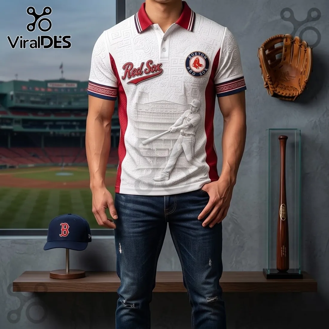 Boston Red Sox Embossed Fenway Park Polo Shirt Boston Red Sox Embossed Fenway Park Polo Shirt