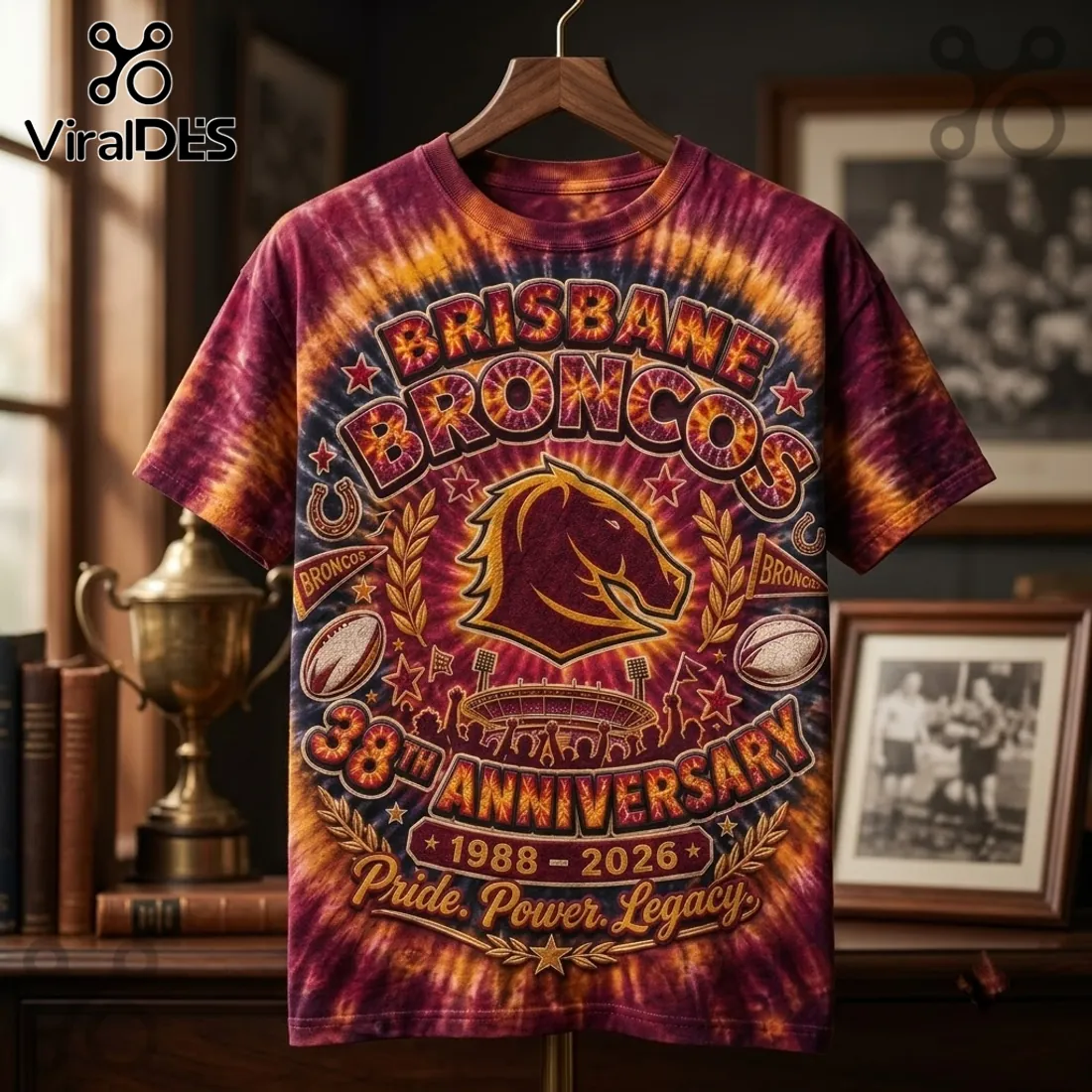 Brisbane Broncos 38th Anniversary Tie Dye Shirt Brisbane Broncos 38th Anniversary Tie Dye Shirt