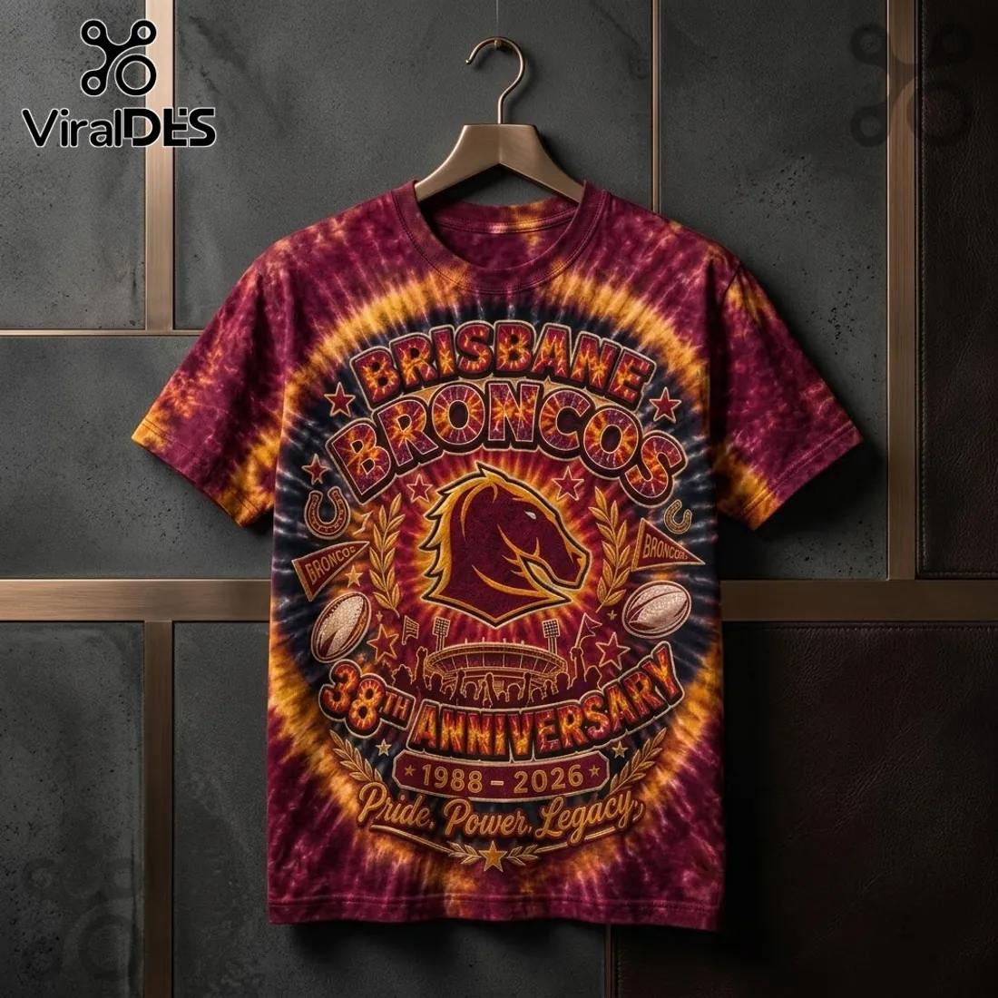 Brisbane Broncos 38th Anniversary Tie Dye Shirt Brisbane Broncos 38th Anniversary Tie Dye Shirt