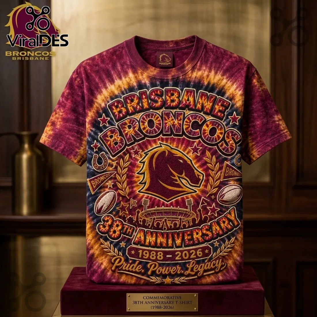 Brisbane Broncos 38th Anniversary Tie Dye Shirt Brisbane Broncos 38th Anniversary Tie Dye Shirt