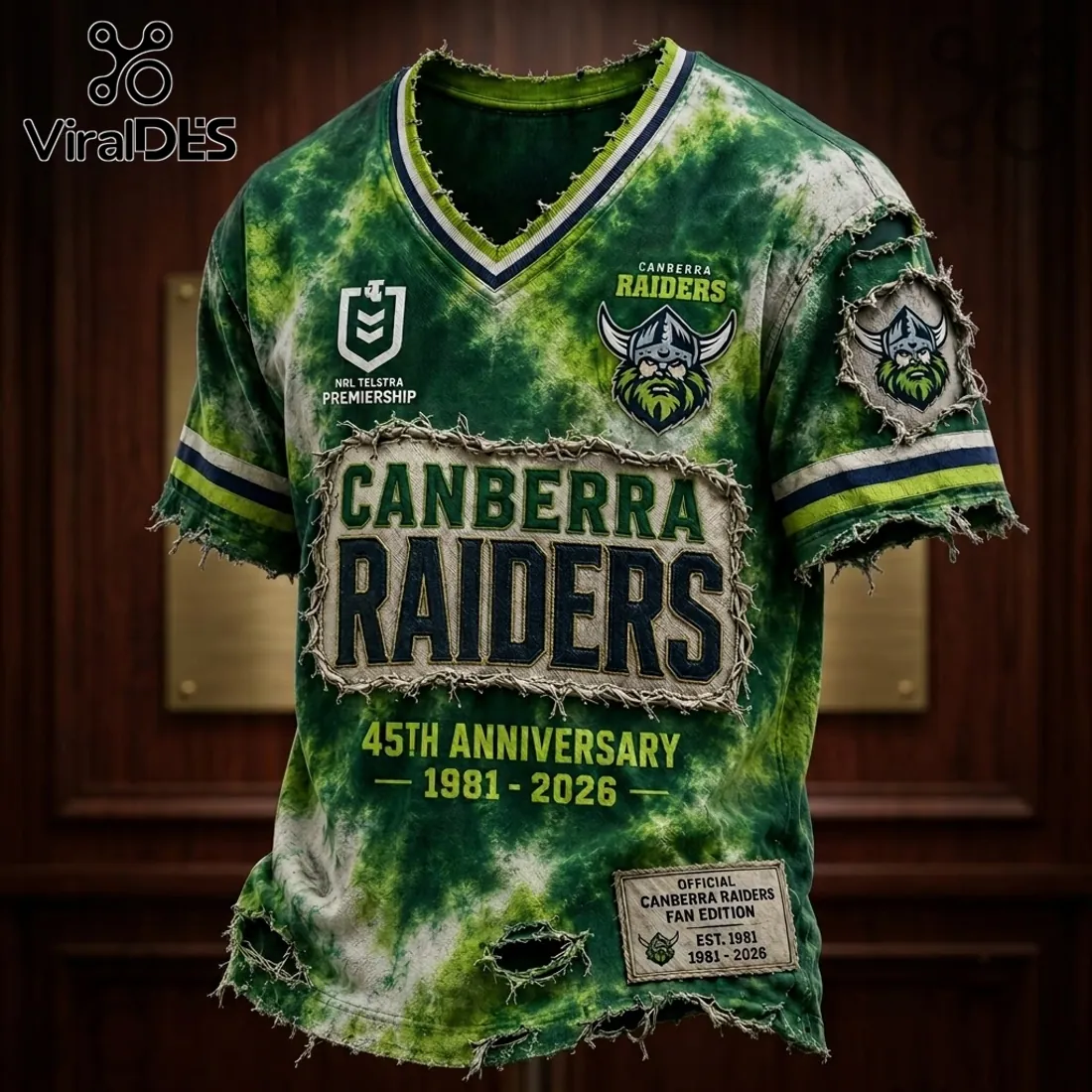 Canberra Raiders 1981-2026 Anniversary Distressed Shirt Canberra Raiders 1981-2026 Anniversary Distressed Shirt