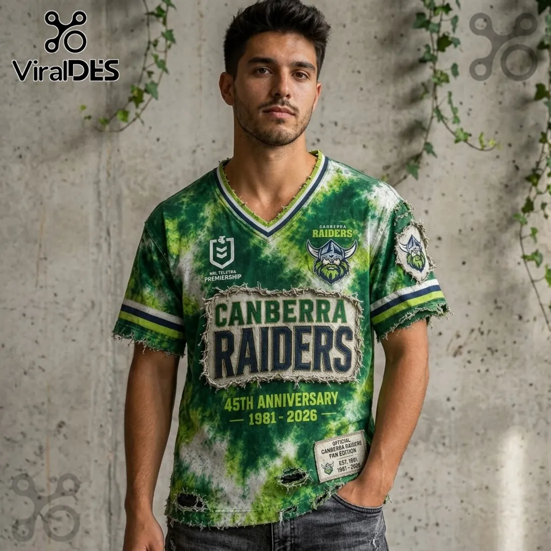 Canberra Raiders 1981-2026 Anniversary Distressed Shirt Canberra Raiders 1981-2026 Anniversary Distressed Shirt