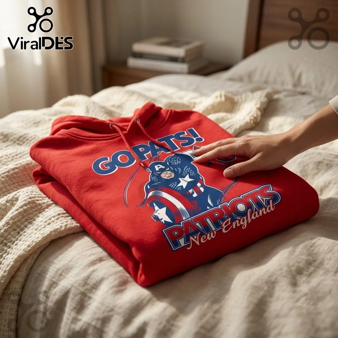 Captain America x New England Patriots 2026 Red Hoodie Captain America x New England Patriots 2026 Red Hoodie