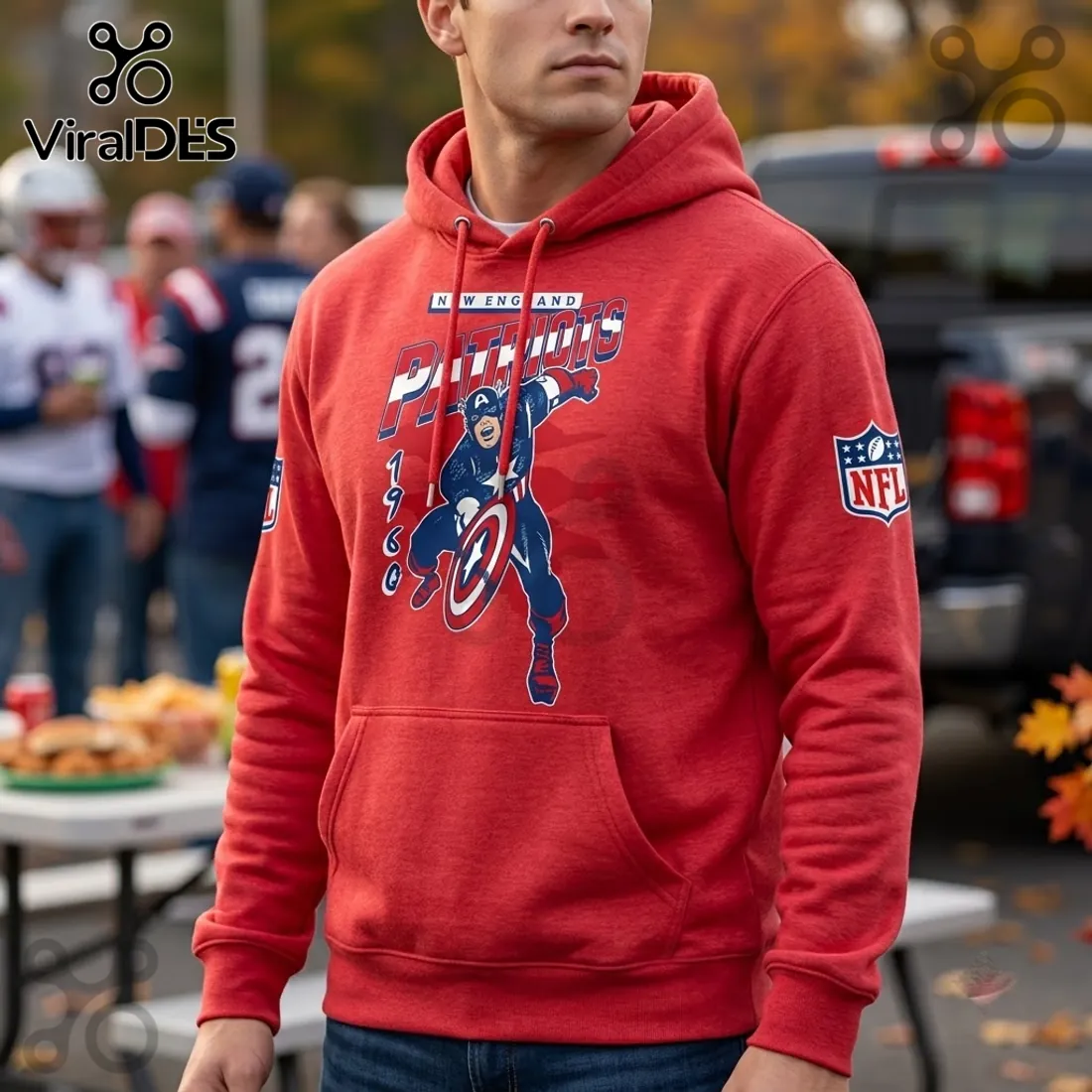Captain America x New England Patriots Red Hoodie Captain America x New England Patriots Red Hoodie