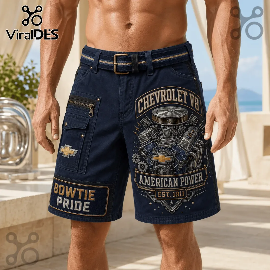 Chevrolet Bowtie Pride Vintage Engine Utility Shorts Chevrolet Bowtie Pride Vintage Engine Utility Shorts