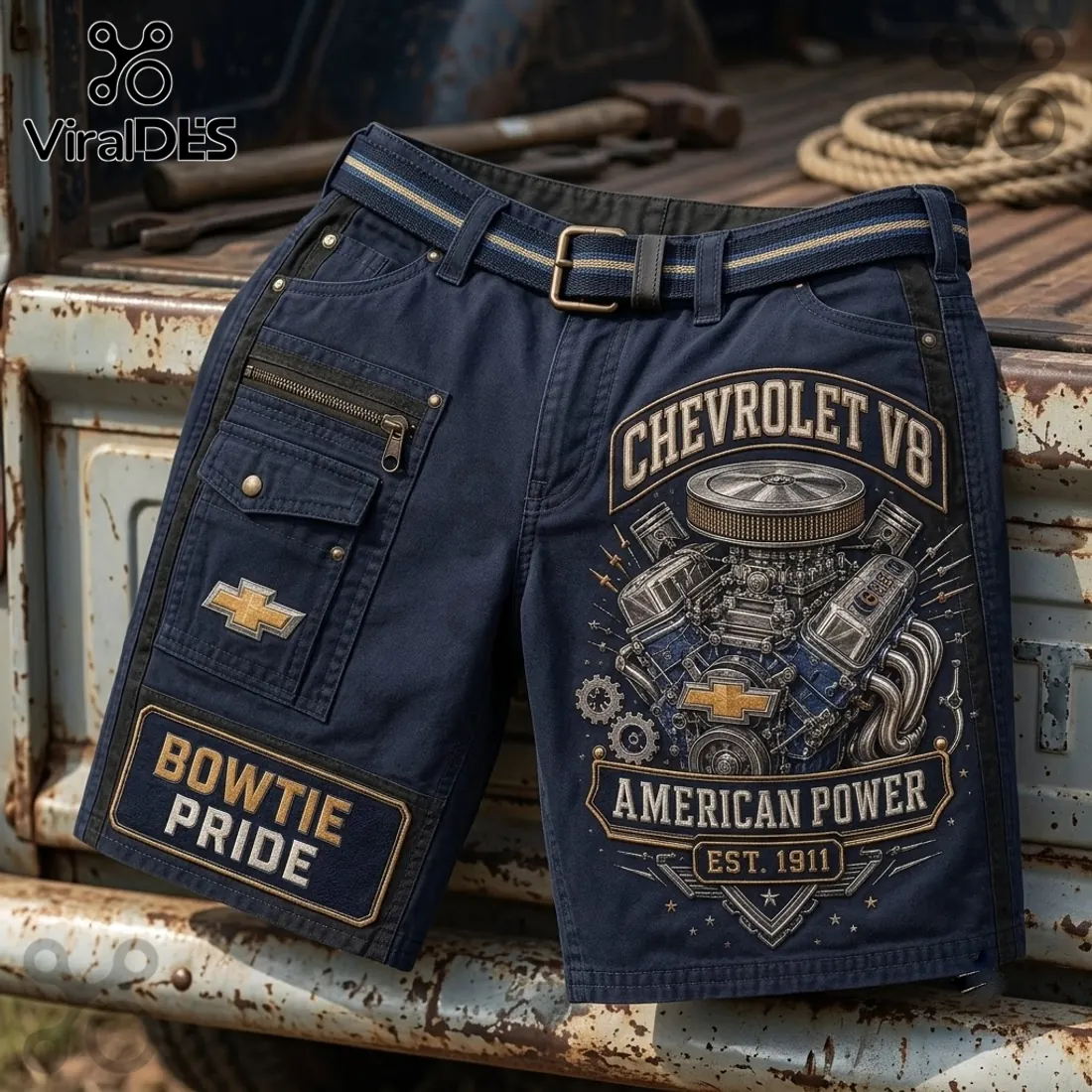 Chevrolet Bowtie Pride Vintage Engine Utility Shorts Chevrolet Bowtie Pride Vintage Engine Utility Shorts
