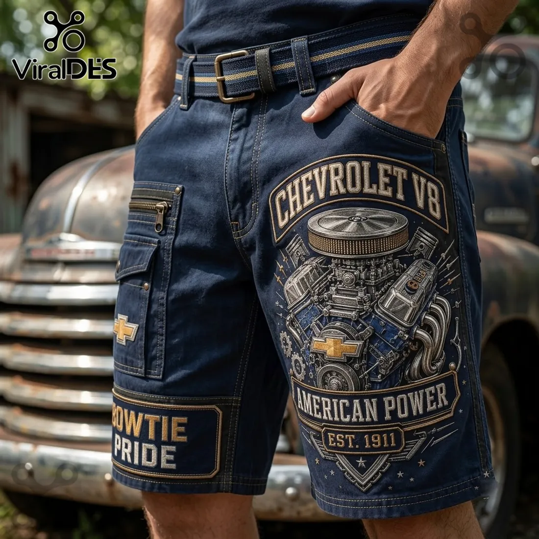 Chevrolet Bowtie Pride Vintage Engine Utility Shorts Chevrolet Bowtie Pride Vintage Engine Utility Shorts