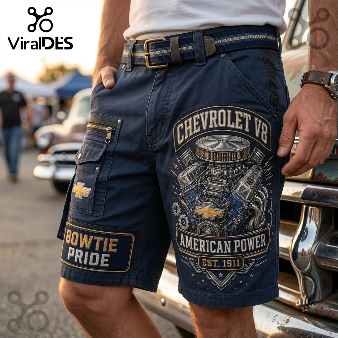 Chevrolet Bowtie Pride Vintage Engine Utility Shorts Chevrolet Bowtie Pride Vintage Engine Utility Shorts