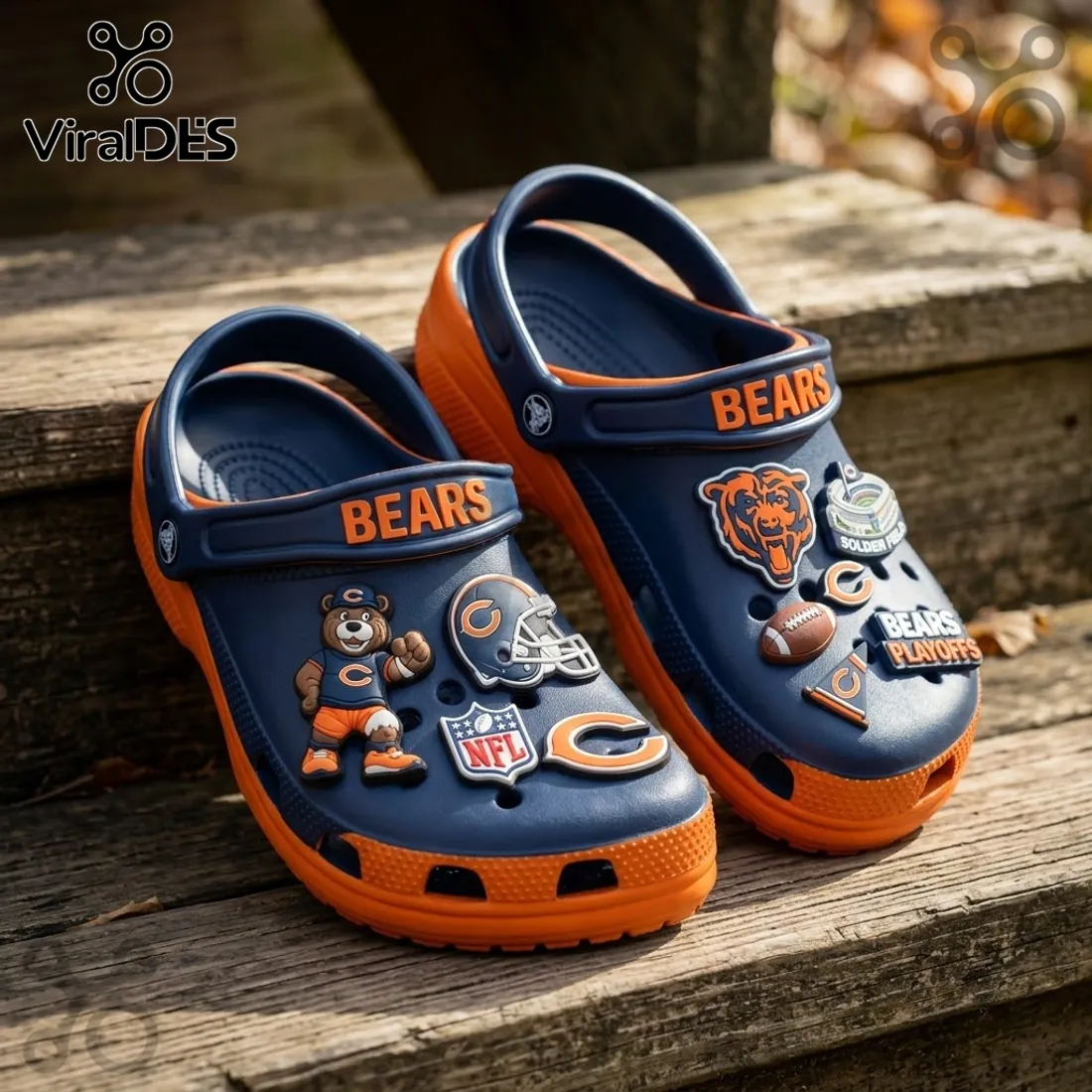 Chicago Bears Navy Blue Playoff Crocs With Charms Chicago Bears Navy Blue Playoff Crocs With Charms