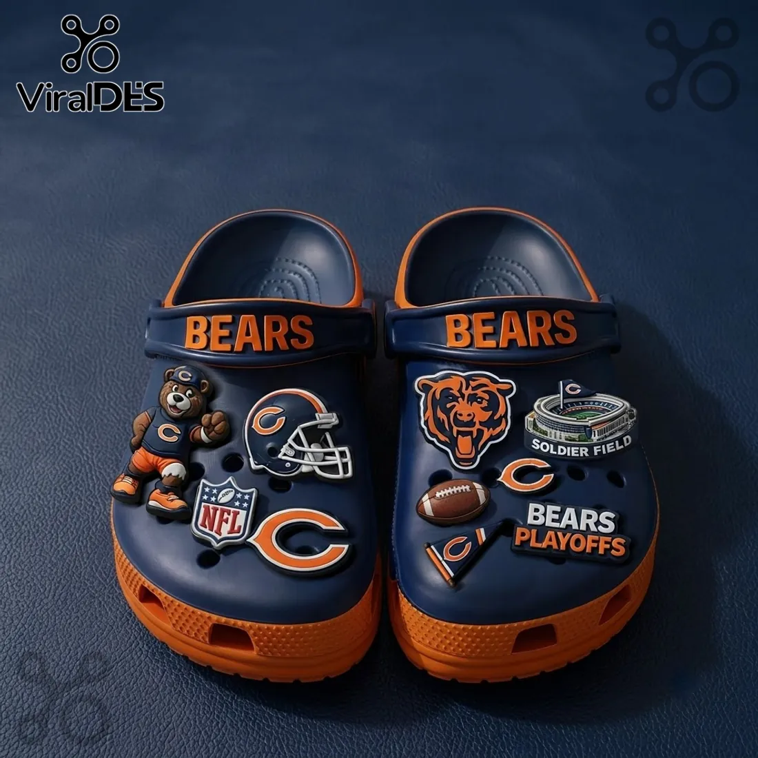 Chicago Bears Navy Blue Playoff Crocs With Charms Chicago Bears Navy Blue Playoff Crocs With Charms