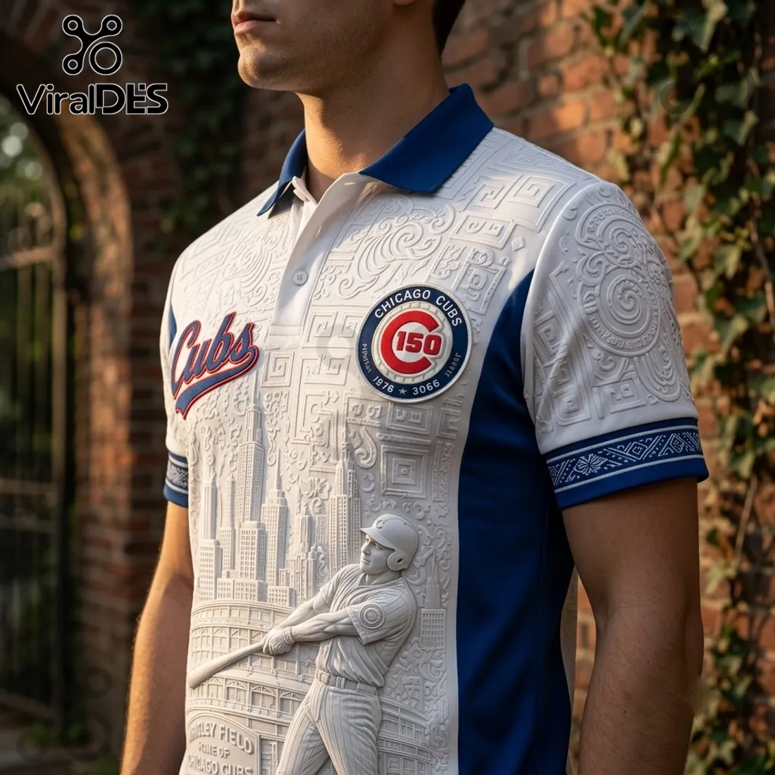 Chicago Cubs 150th Anniversary White Polo Shirt Chicago Cubs 150th Anniversary White Polo Shirt