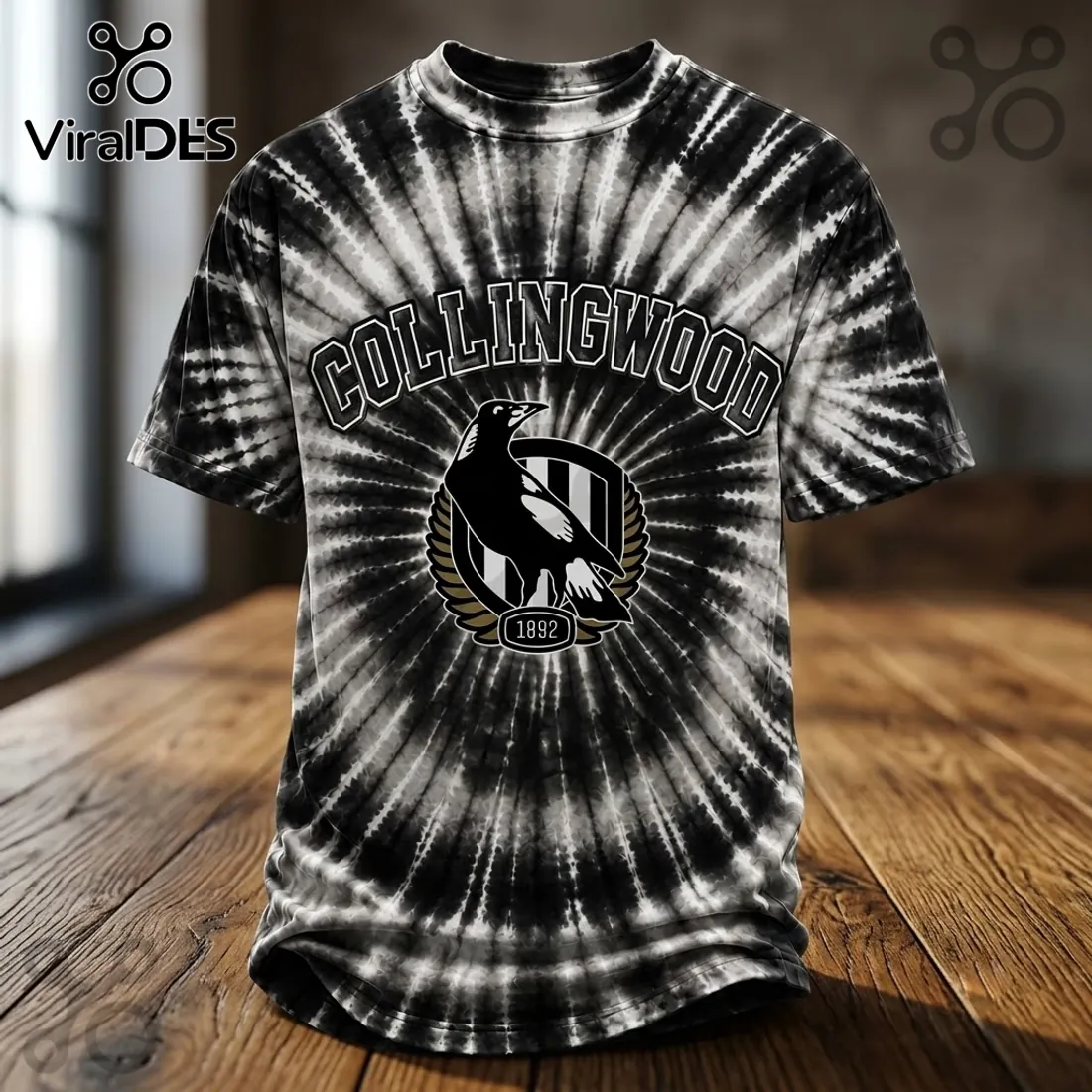Collingwood Magpies AFL Black Tie Dye Shirt Collingwood Magpies AFL Black Tie Dye Shirt
