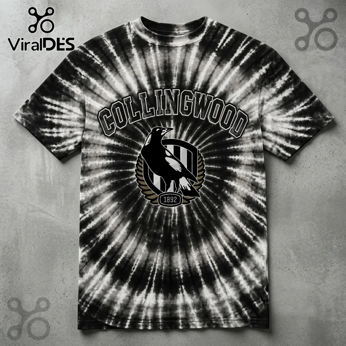 Collingwood Magpies AFL Black Tie Dye Shirt Collingwood Magpies AFL Black Tie Dye Shirt