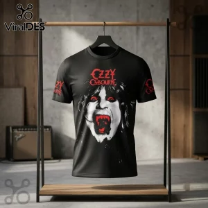 Ozzy Osbourne Speak of the Devil black t-shirt featuring a red and white graphic of Ozzy on the front and sleeves.