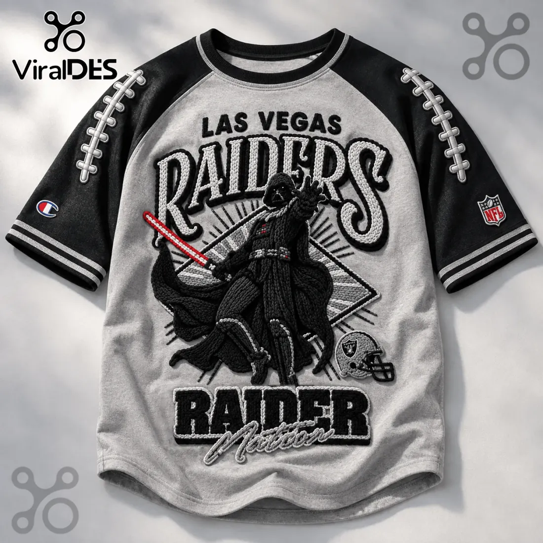 Darth Vader Las Vegas Raiders Embroidered Raglan Shirt Darth Vader Las Vegas Raiders Embroidered Raglan Shirt
