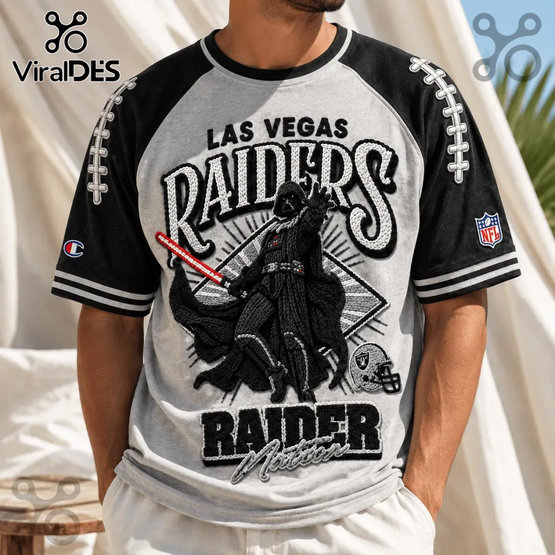 Darth Vader Las Vegas Raiders Embroidered Raglan Shirt Darth Vader Las Vegas Raiders Embroidered Raglan Shirt