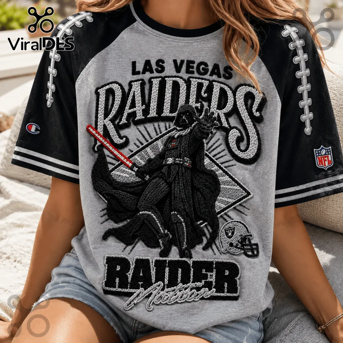 Darth Vader Las Vegas Raiders Embroidered Raglan Shirt Darth Vader Las Vegas Raiders Embroidered Raglan Shirt