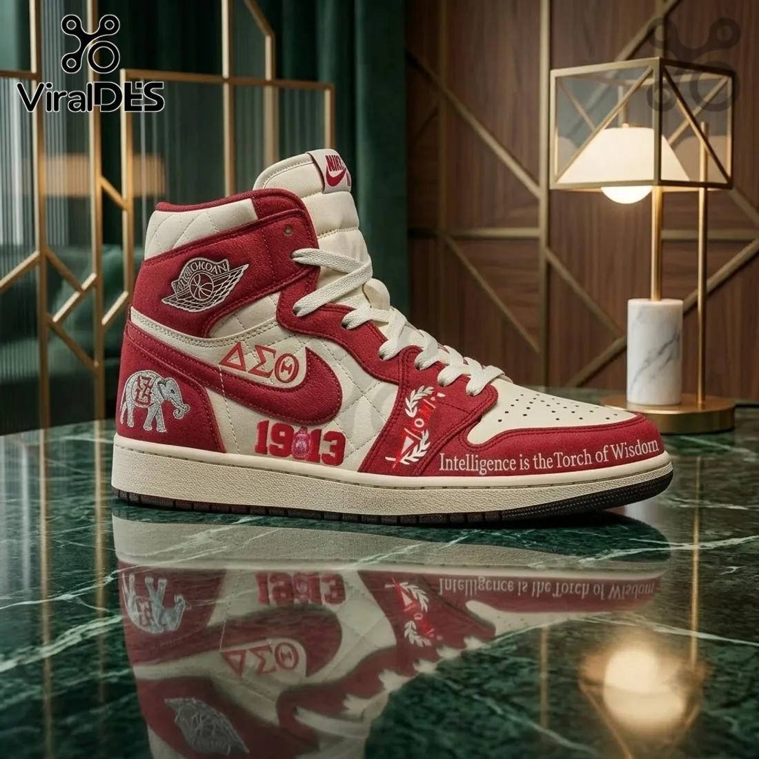 Delta Sigma Theta 1913 Air Jordan 1 High Top Sneakers Delta Sigma Theta 1913 Air Jordan 1 High Top Sneakers
