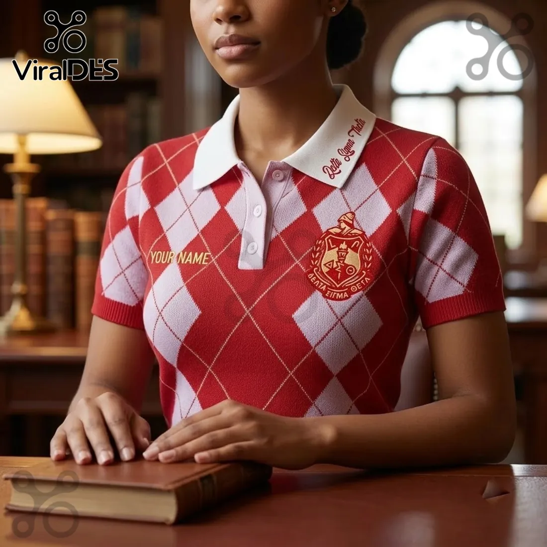 Delta Sigma Theta Argyle Custom Polo Shirt Delta Sigma Theta Argyle Custom Polo Shirt