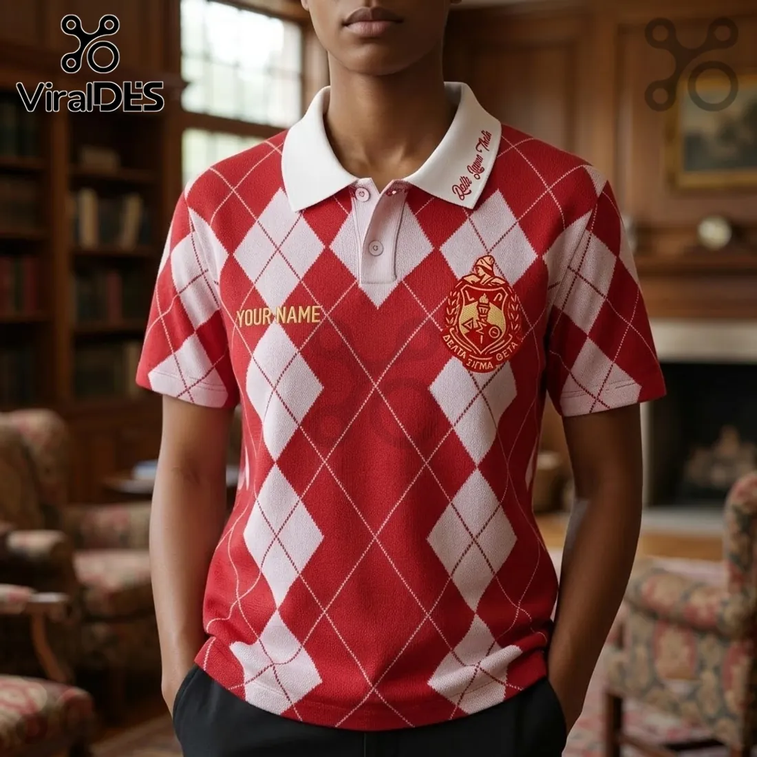 Delta Sigma Theta Argyle Custom Polo Shirt Delta Sigma Theta Argyle Custom Polo Shirt