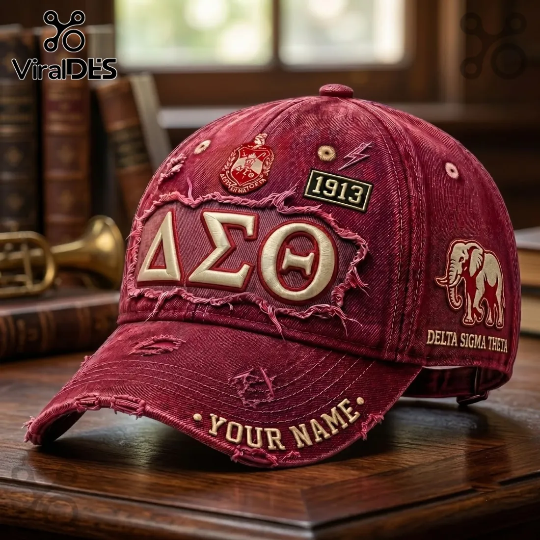 Delta Sigma Theta Red Distressed Baseball Cap Delta Sigma Theta Red Distressed Baseball Cap