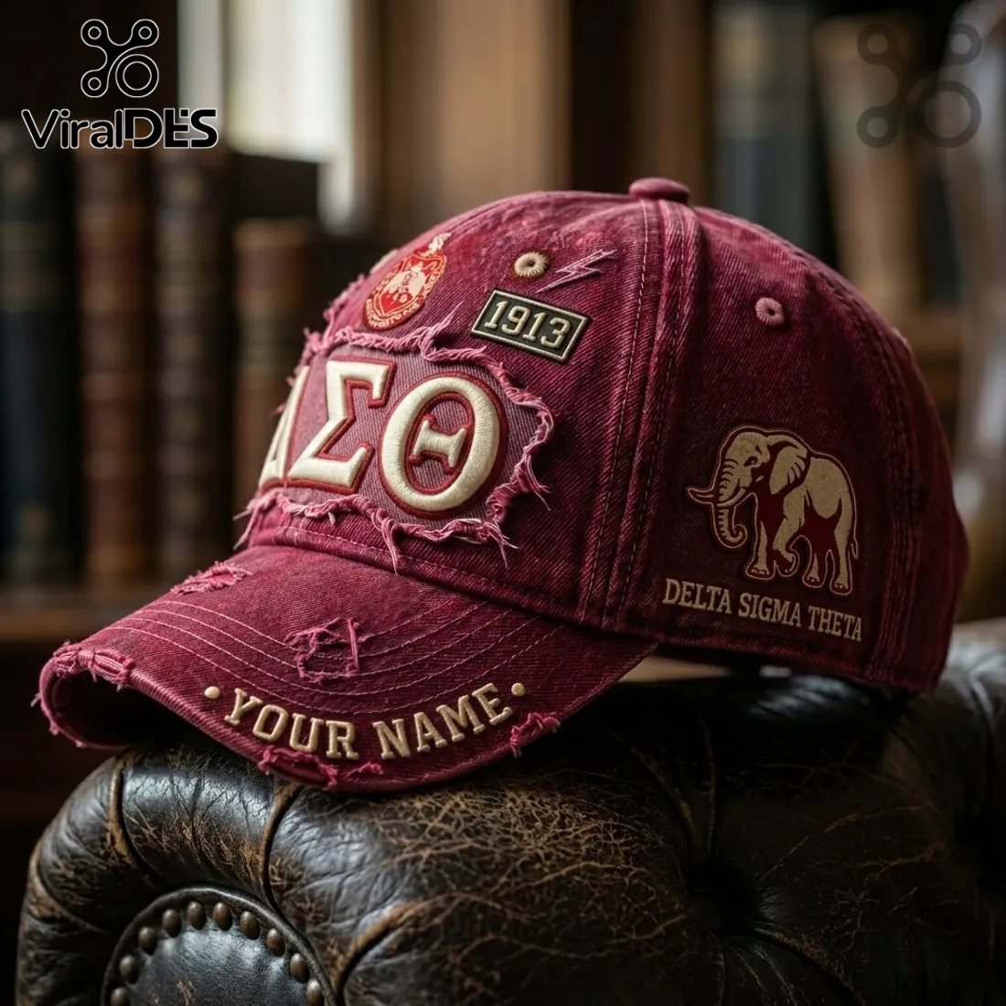 Delta Sigma Theta Red Distressed Baseball Cap Delta Sigma Theta Red Distressed Baseball Cap