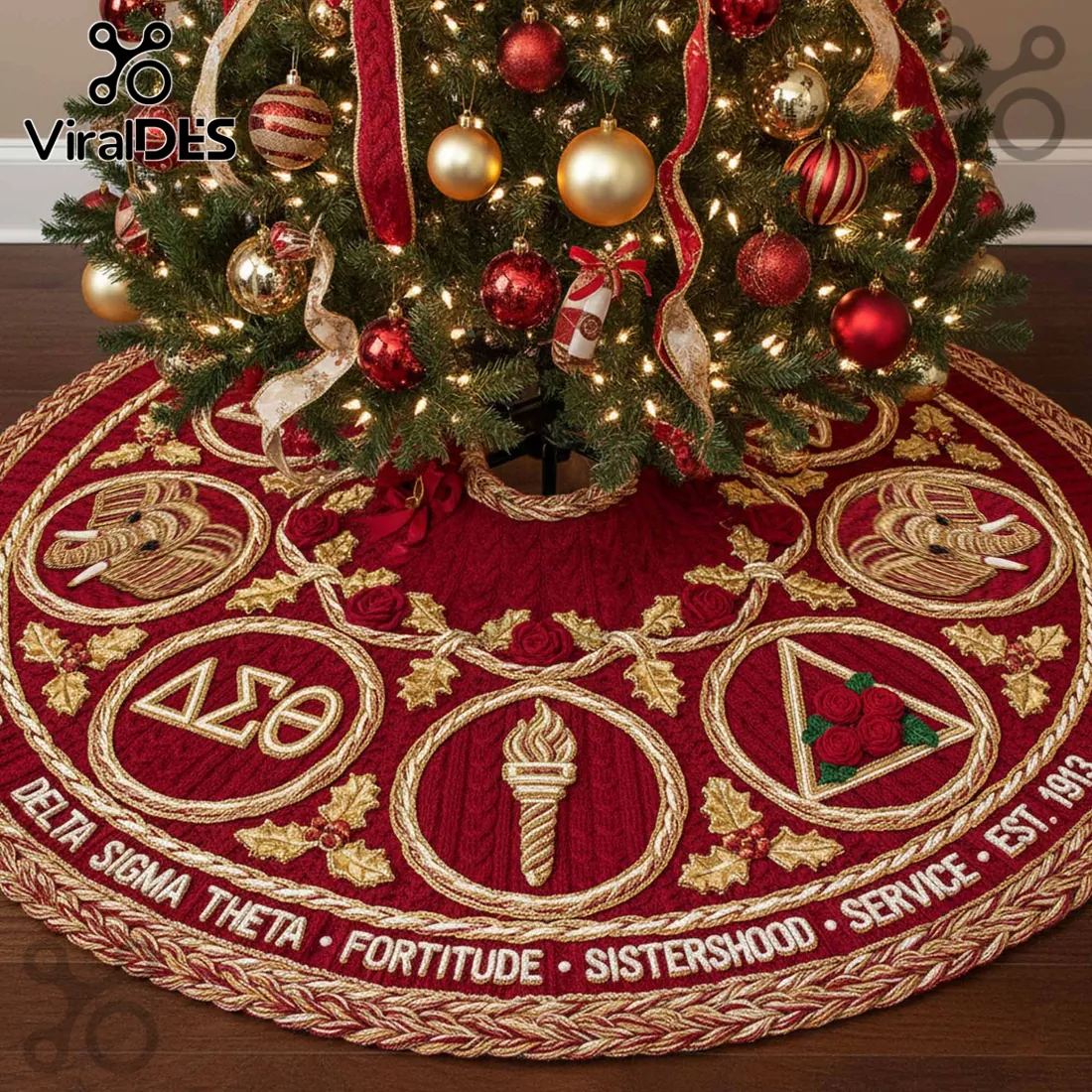 Delta Sigma Theta Velvet Christmas Tree Skirt Delta Sigma Theta Velvet Christmas Tree Skirt