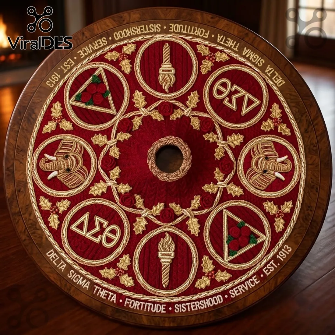 Delta Sigma Theta Velvet Christmas Tree Skirt Delta Sigma Theta Velvet Christmas Tree Skirt