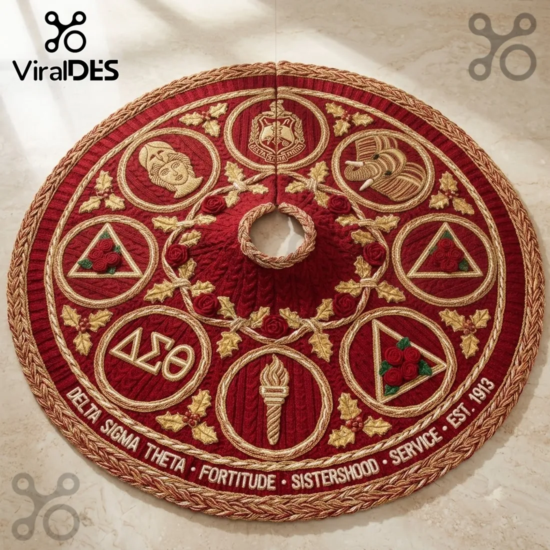 Delta Sigma Theta Velvet Christmas Tree Skirt Delta Sigma Theta Velvet Christmas Tree Skirt