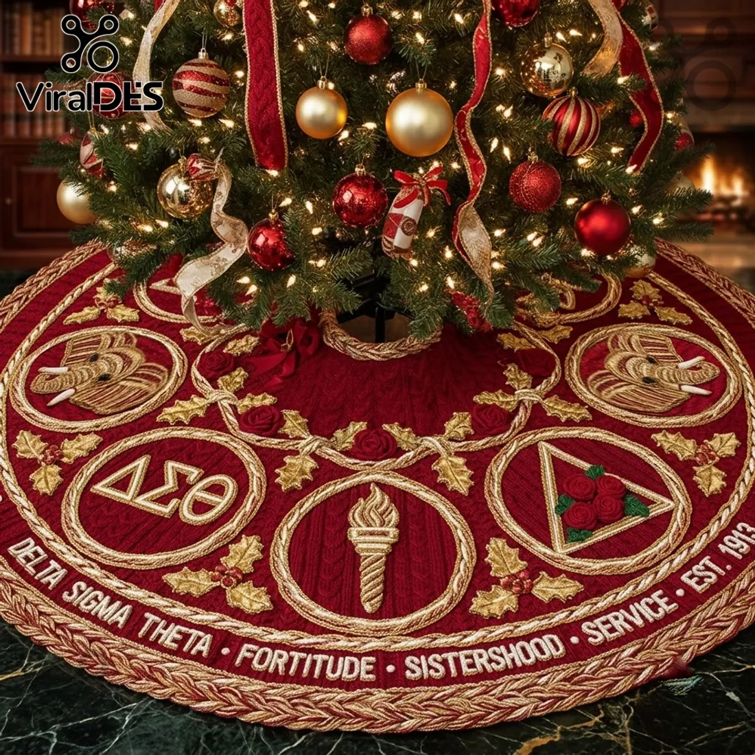 Delta Sigma Theta Velvet Christmas Tree Skirt Delta Sigma Theta Velvet Christmas Tree Skirt