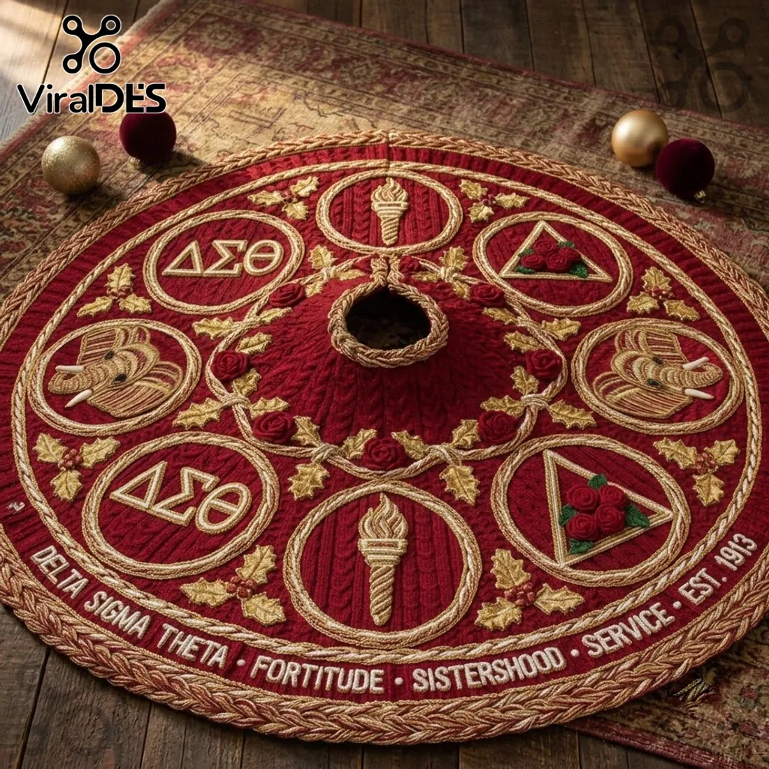 Delta Sigma Theta Velvet Christmas Tree Skirt Delta Sigma Theta Velvet Christmas Tree Skirt