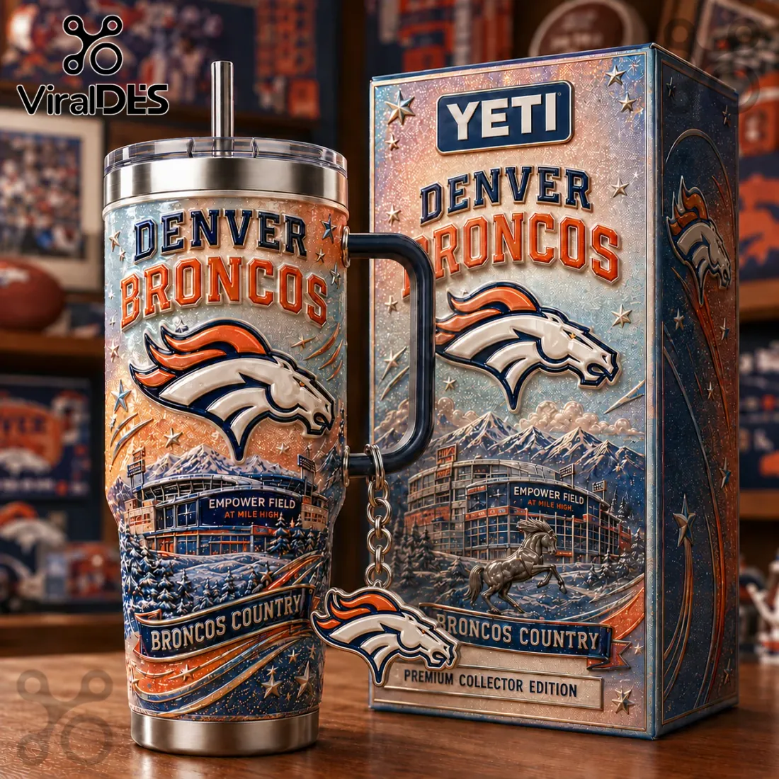 Denver Broncos 40oz Stanley Tumbler with Handle Denver Broncos 40oz Stanley Tumbler with Handle