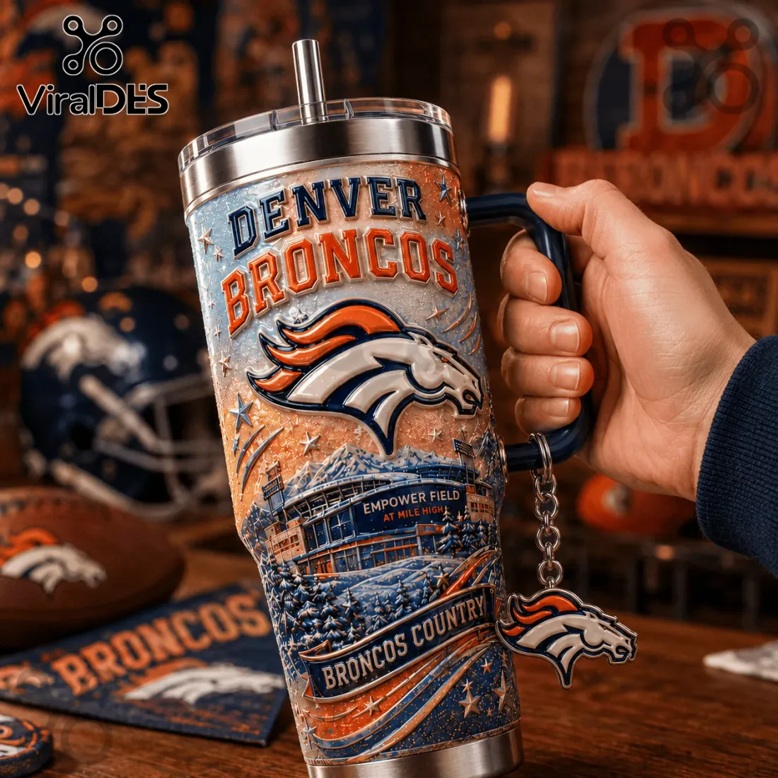 Denver Broncos 40oz Stanley Tumbler with Handle Denver Broncos 40oz Stanley Tumbler with Handle
