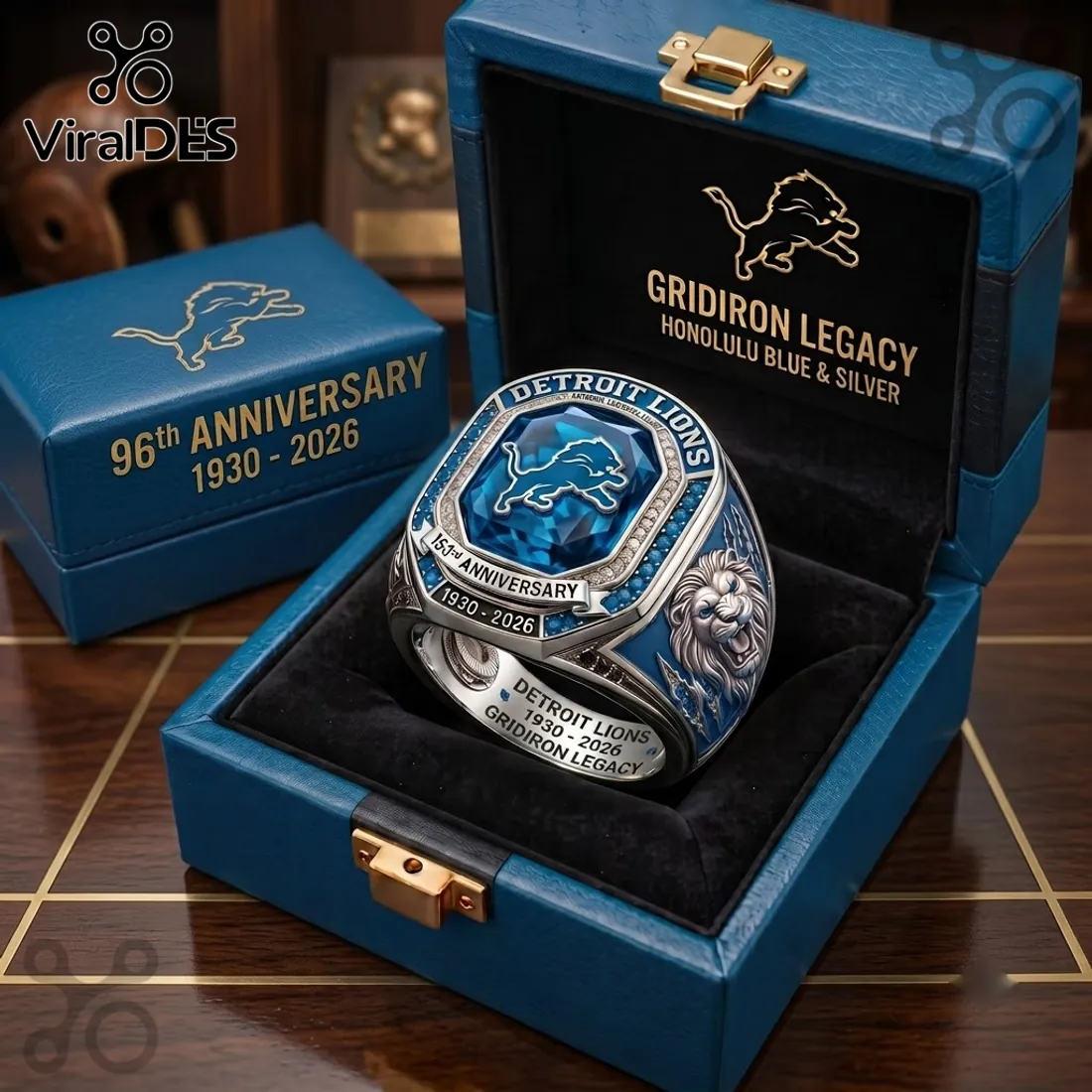 Detroit Lions 96th Anniversary Blue Gem Ring Detroit Lions 96th Anniversary Blue Gem Ring