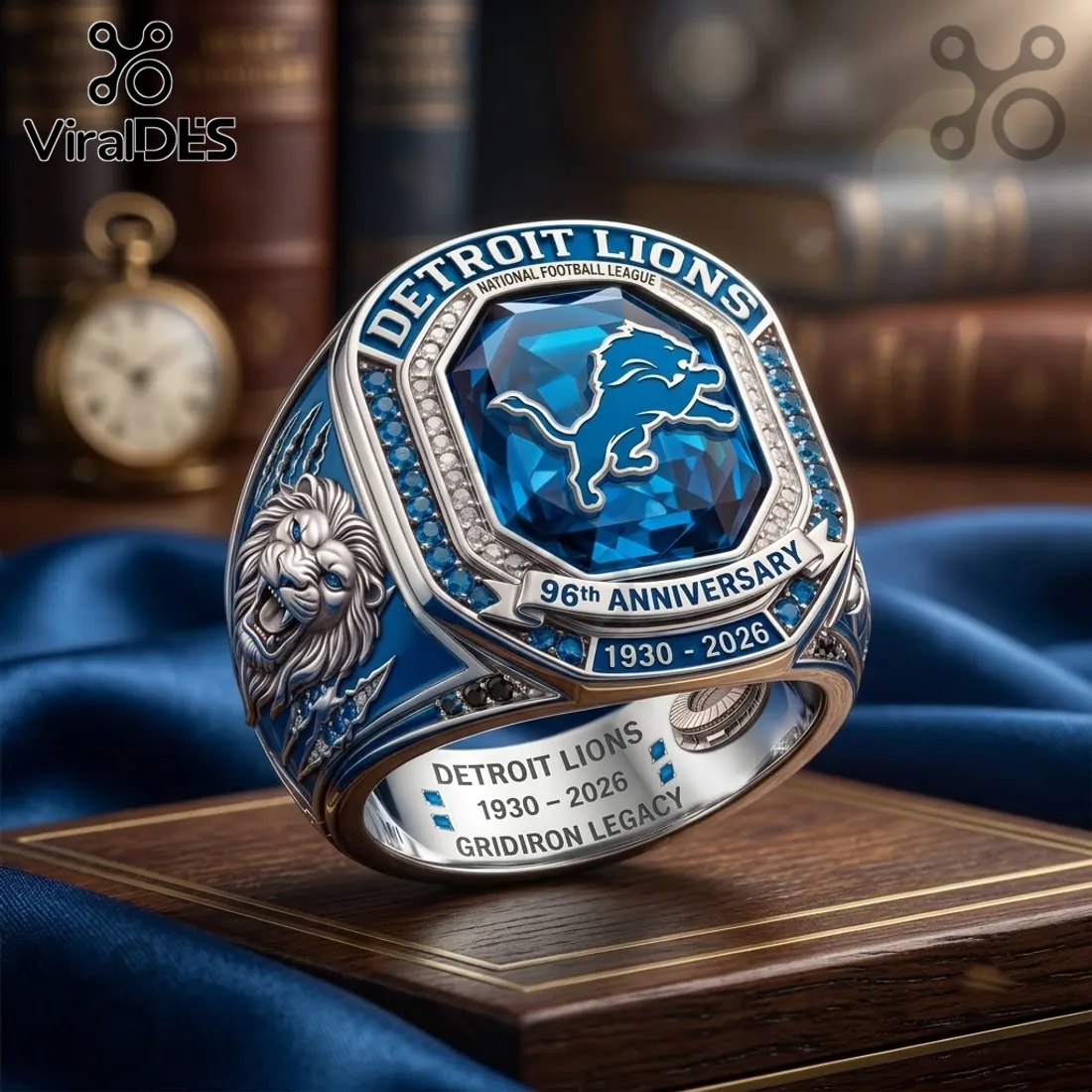 Detroit Lions 96th Anniversary Blue Gem Ring Detroit Lions 96th Anniversary Blue Gem Ring