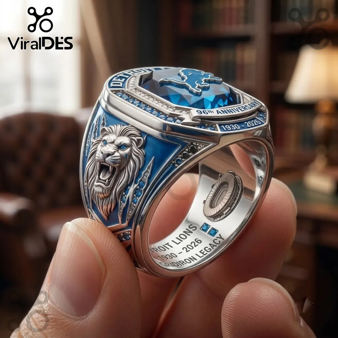 Detroit Lions 96th Anniversary Blue Gem Ring Detroit Lions 96th Anniversary Blue Gem Ring