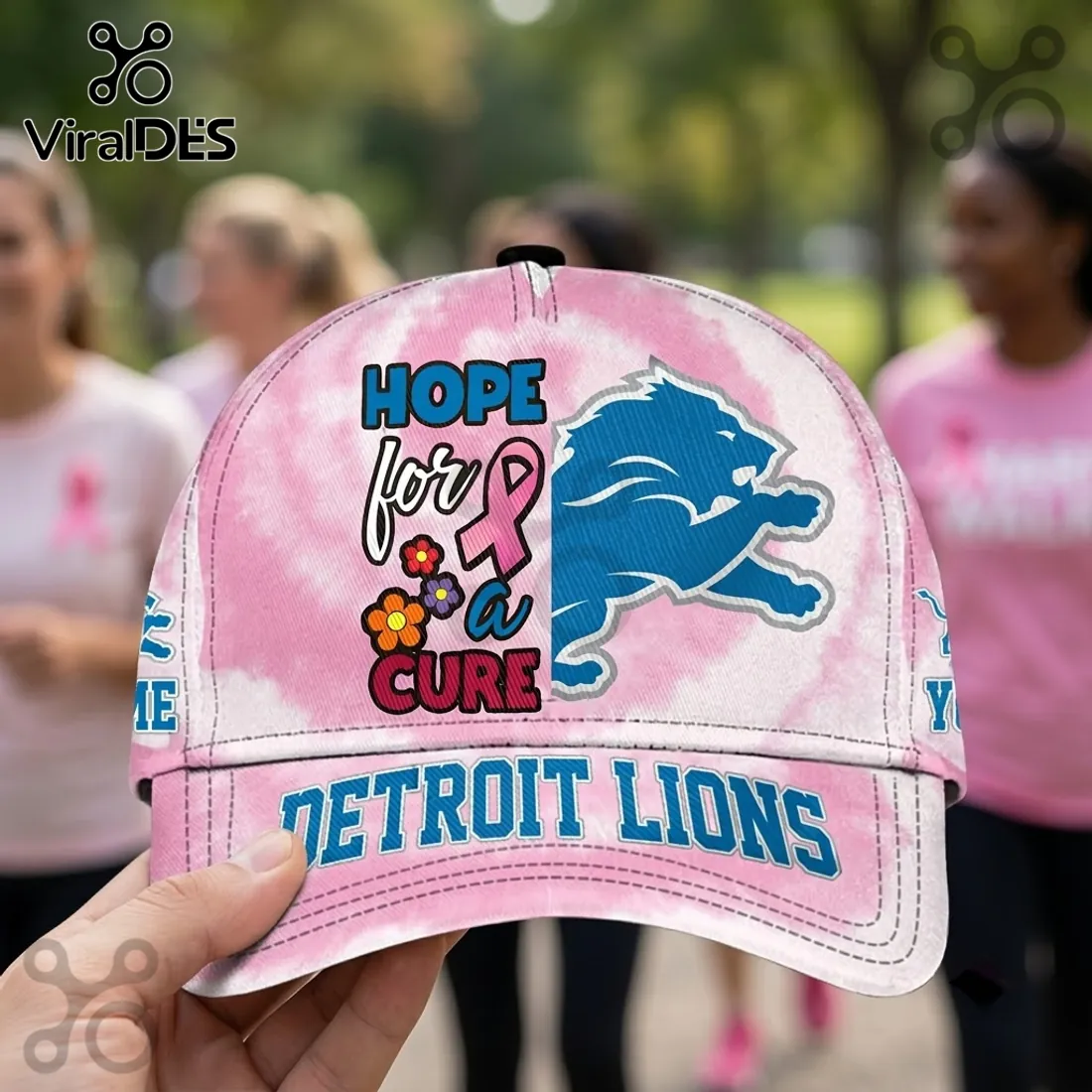 Detroit Lions Breast Cancer Awareness Custom Name Cap Detroit Lions Breast Cancer Awareness Custom Name Cap