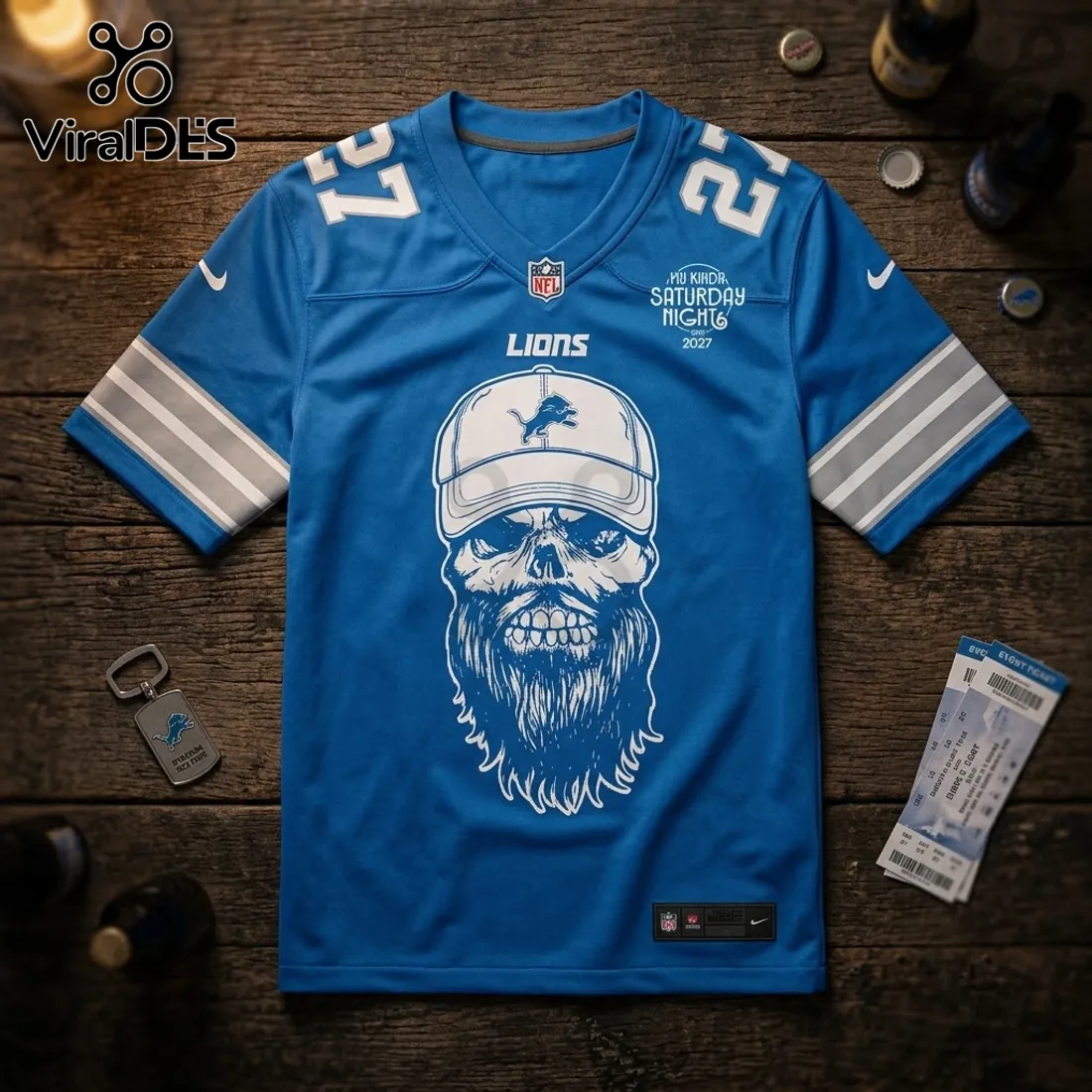 Detroit Lions Luke Combs 2027 Tour Blue Football Jersey Detroit Lions Luke Combs 2027 Tour Blue Football Jersey