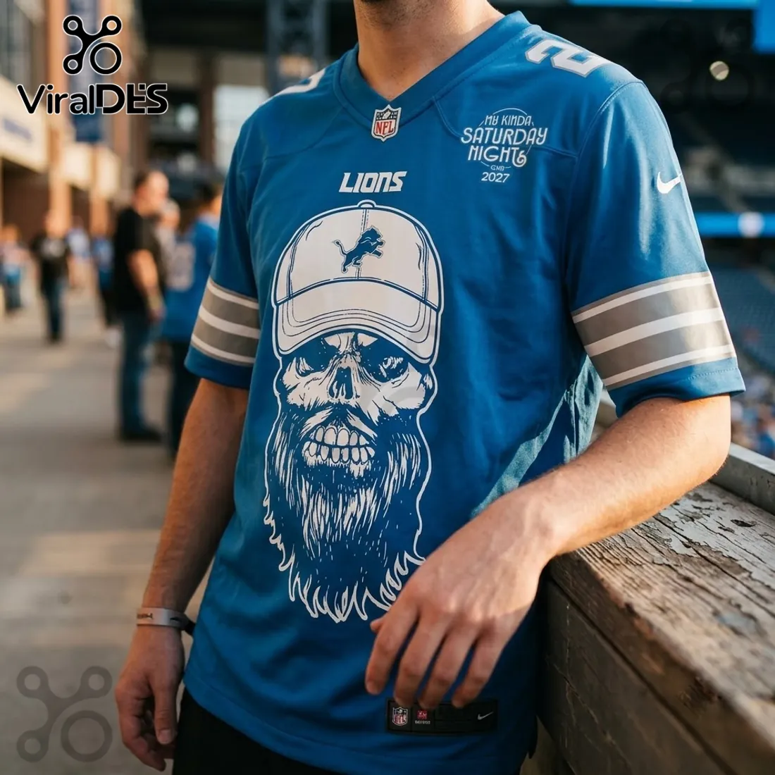 Detroit Lions Luke Combs 2027 Tour Blue Football Jersey Detroit Lions Luke Combs 2027 Tour Blue Football Jersey