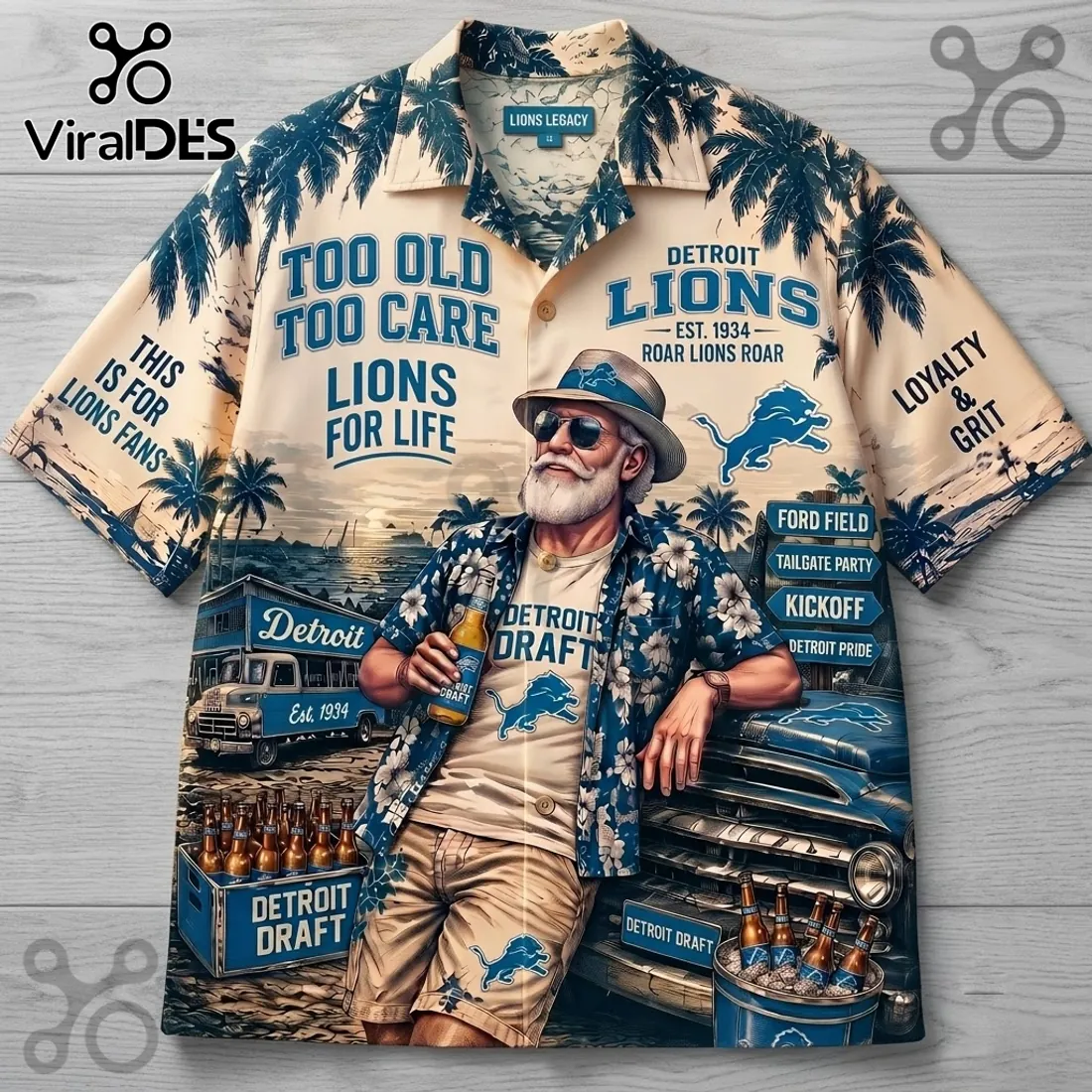 Detroit Lions Tropical Pattern Hawaiian Shirt Detroit Lions Tropical Pattern Hawaiian Shirt
