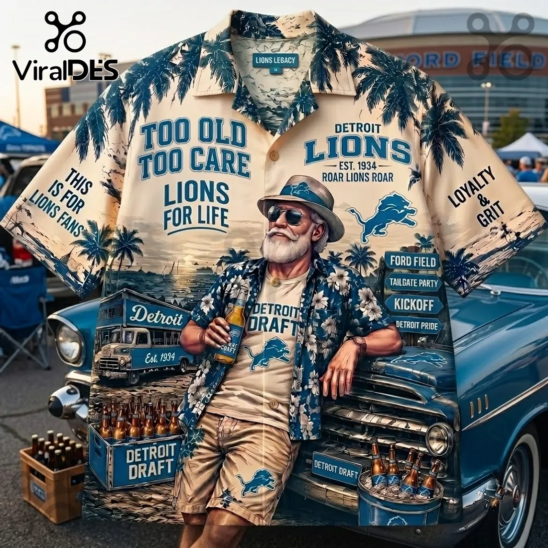 Detroit Lions Tropical Pattern Hawaiian Shirt Detroit Lions Tropical Pattern Hawaiian Shirt