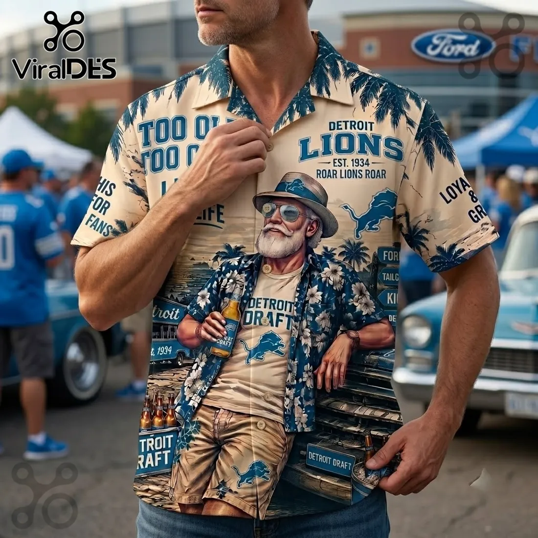 Detroit Lions Tropical Pattern Hawaiian Shirt Detroit Lions Tropical Pattern Hawaiian Shirt