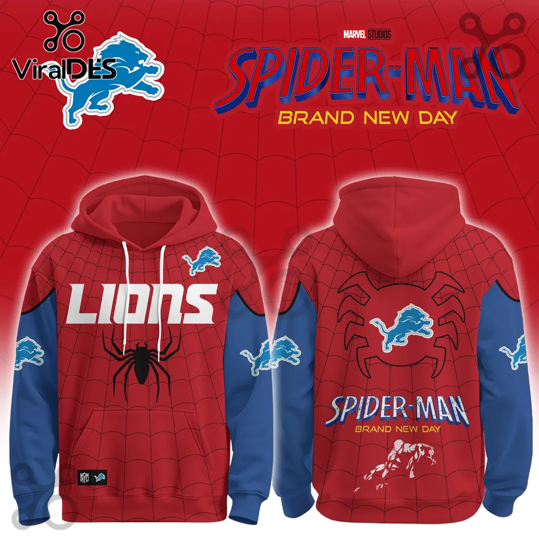 Detroit Lions x Spider-Man Brand New Day Hoodie Detroit Lions x Spider-Man Brand New Day Hoodie
