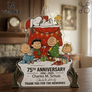 Peanuts Snoopy 75th Anniversary Christmas Ornament